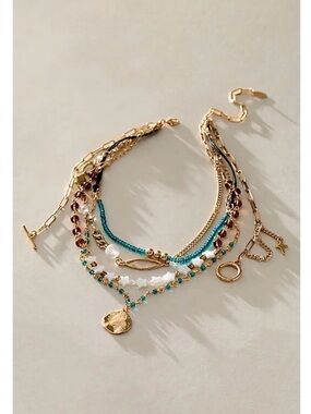 NWOT Free People Starry Layer Necklace - Foliage Green